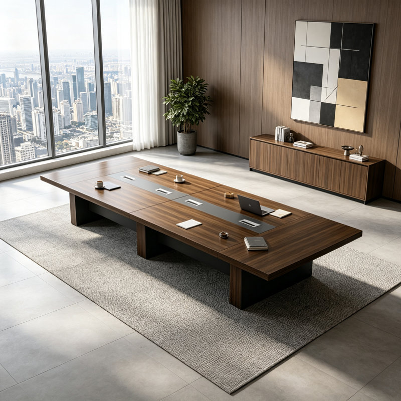 177.18 " MDF Rectangle Conference Table, Dark Brown