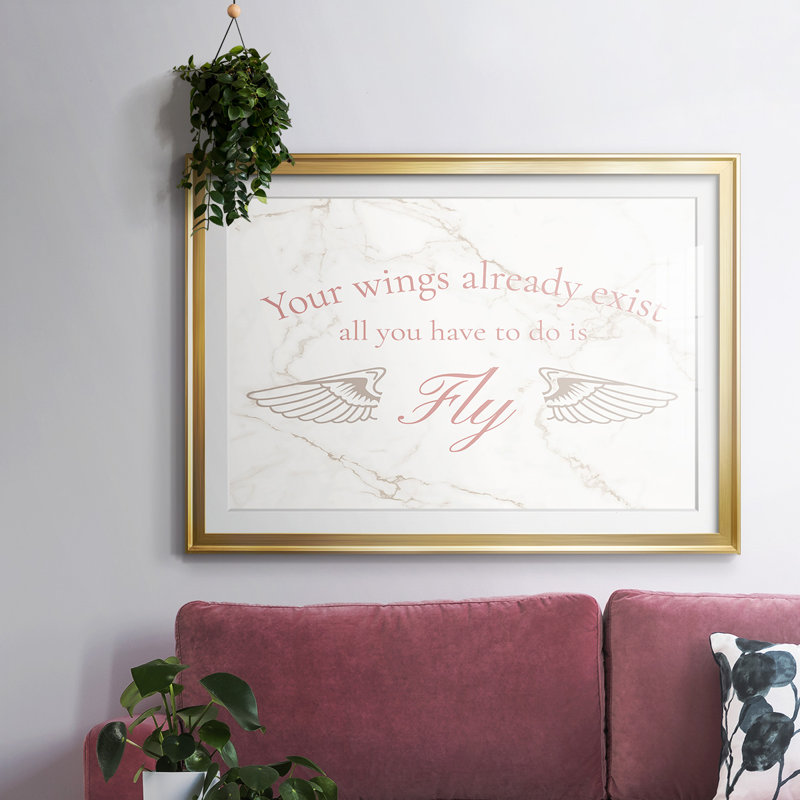 " Wings Exist ", 27" H x 39 W x 1.5 D, Gold