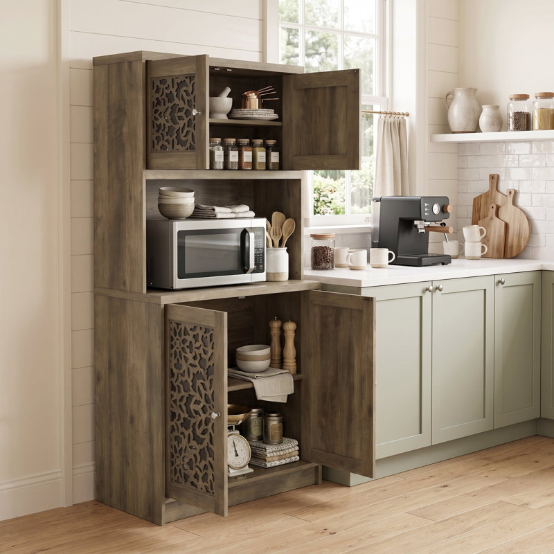 Armoire de cuisine 4 portes avec tablette à micro-ondes H 64,7 po Arrastia