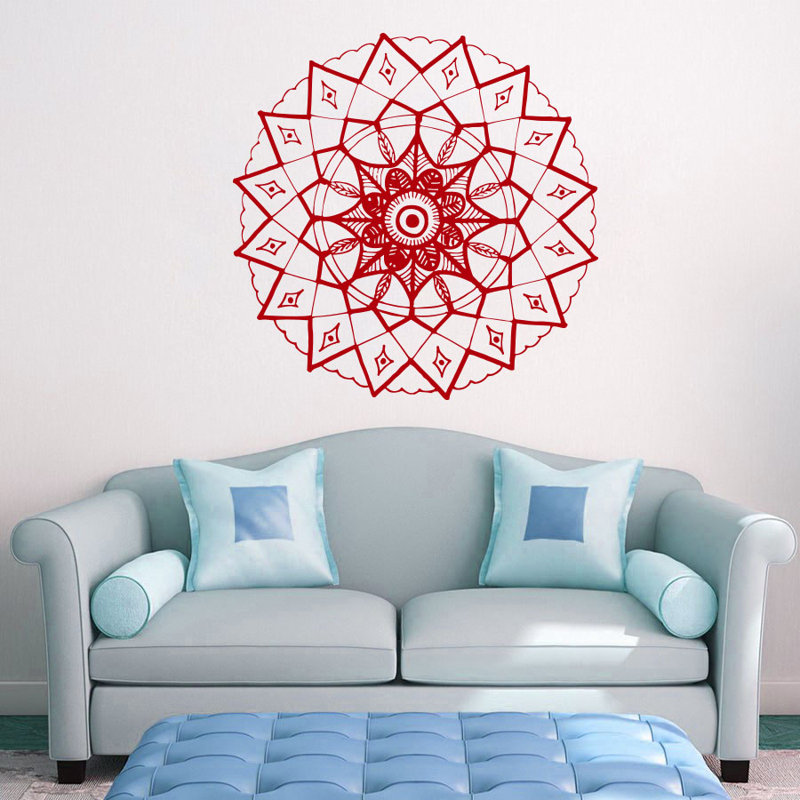 Adhésif décoratif mandala yoga, Rouge, H 20 po x l 22 po