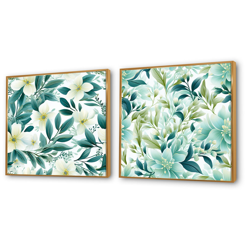 Athenis - ensemble de 2 reproductions d'art sur plantes, H 36 po x l 73 po x P 1,5 po, Encadrement doré