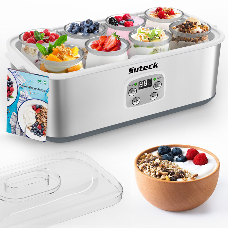 Machine à yogourt Suteck avec 8 pots en verre et contrôle de la température et du temps réglable pour le yogourt grec maison