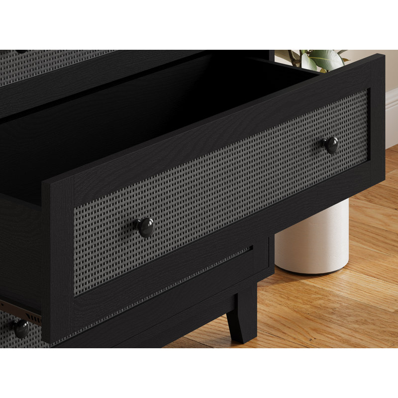 Commode 3 tiroirs, commode Boho, Noir