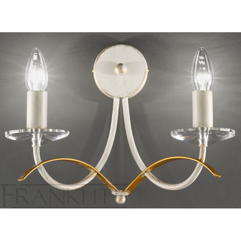 Vancouver Glass Candle Wall Light, Cream / Gold
