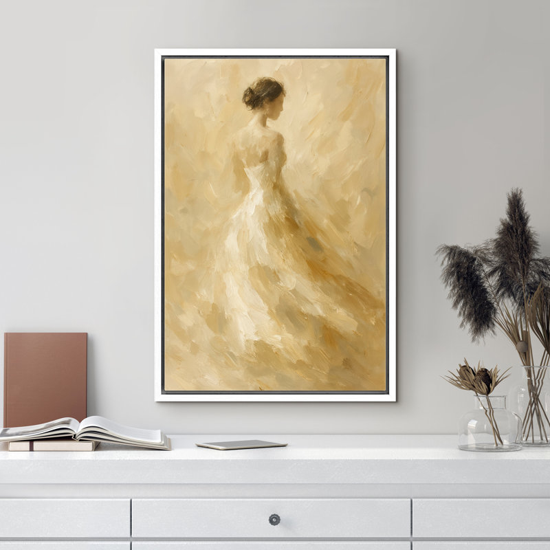 «Soft Neutral Woman Silhouette Elegant Figure Scene», reproduction d'art sur toile encadrée, H 36 po x l 24 po x P 1,5 po