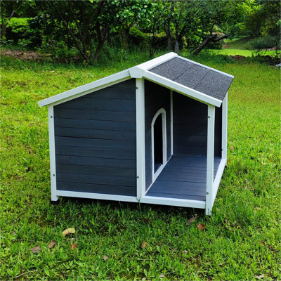 Niche pour chien d'extérieur, abri pour chien en bois résistant aux intempéries avec toit en asphalte, plancher surélevé, assemblage facile, pour petits et moyens chiens