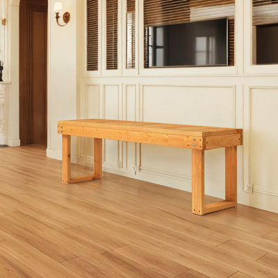 Teak Color Fir Wood Outdoor Bench by Millwood Pines