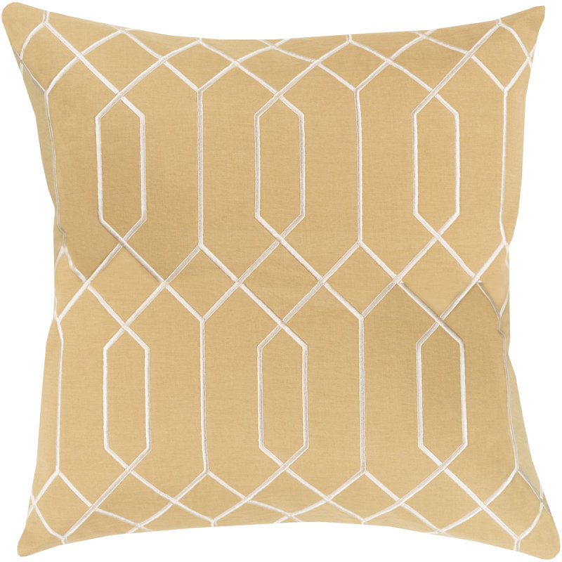 Geometric Pillow Cover, 20" H x 20" W x 1" D, Yellow\Neutral