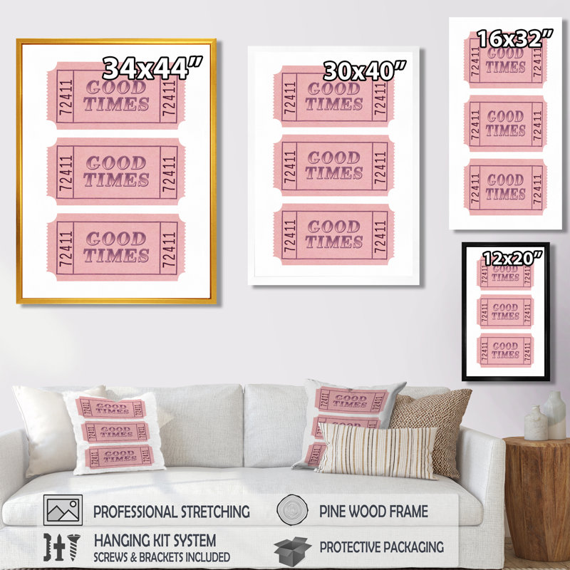 Good Times billets - art mural moderne, Cadre simple blanc, H 20 po x l 12 po