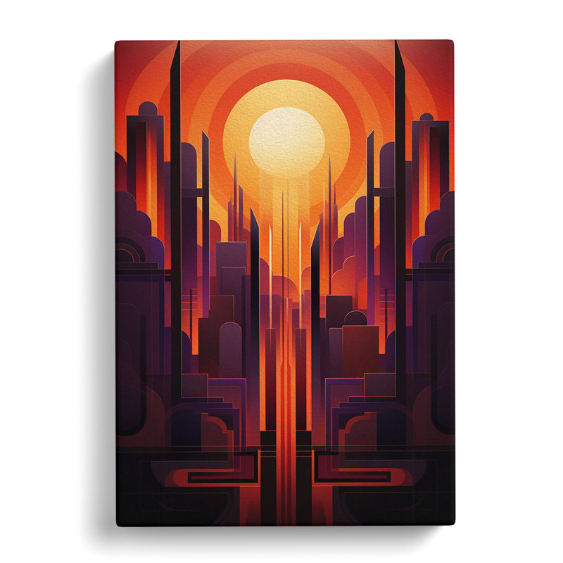 Art Deco Sunset Constructivism - Wrapped Canvas, 50cm H x 35cm W x 3cm D