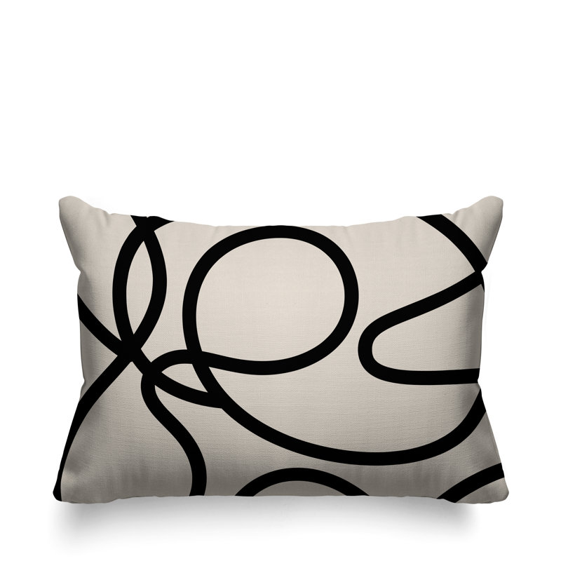 Abstract Outdoor Reversible Throw Pillow, Champagne