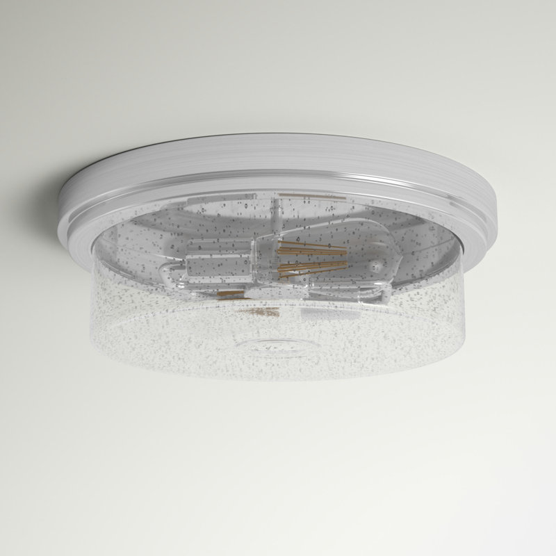 Madalyn Drum Indoor Flushmount Light, Seeded, Brushed Nickel