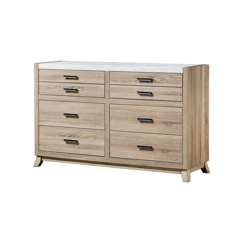 Commode transitionnelle, armoire latérale à six tiroirs pour la maison