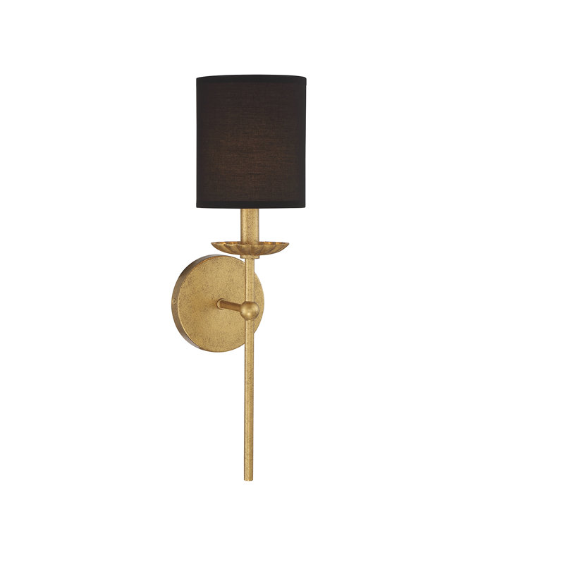 Applique murale 1 lumière Meridian en or véritable, Or véritable, Noir mat