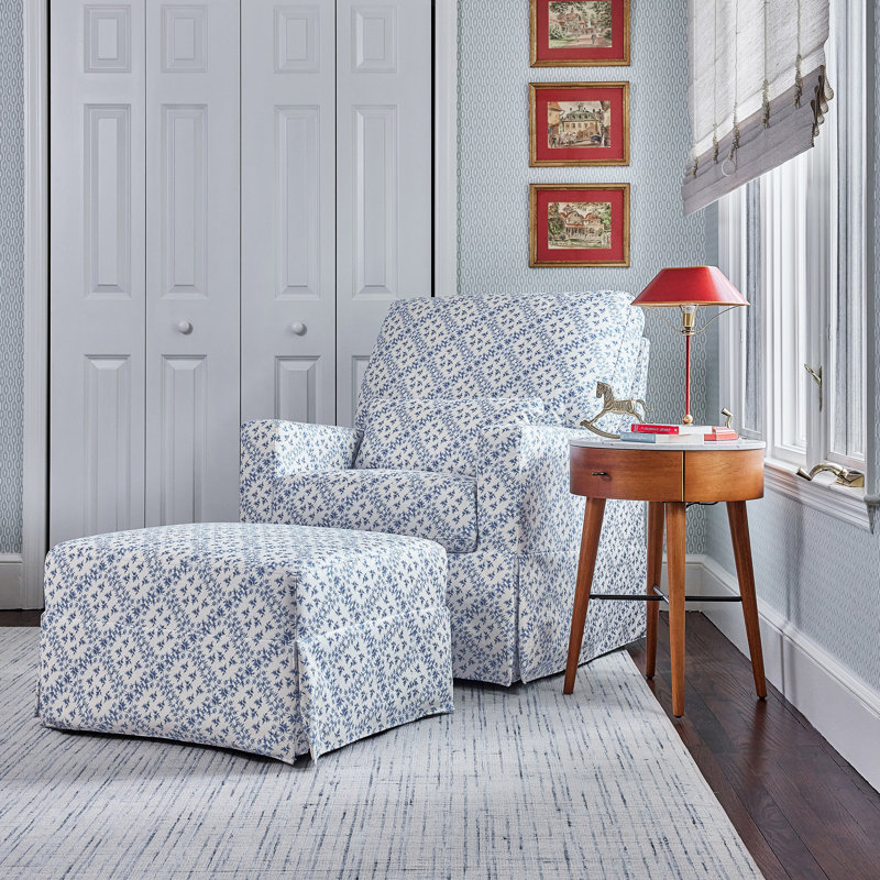 Crawford Pillowback Comfort Swivel Glider, Blue