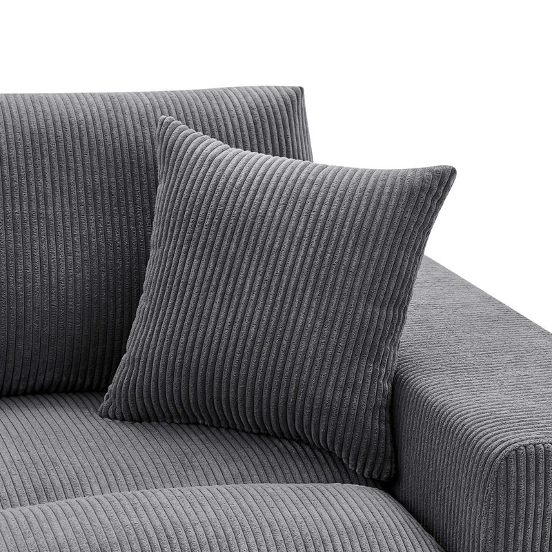 Corduroy Upholstered Symmetrical Modular Sectional, Dark Gray Corduroy