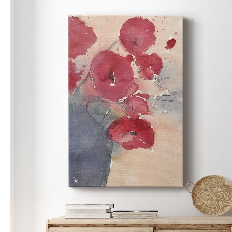 Pop of Red II - peinture sur toile tendue, H 18 po x l 12 po x P 1 po
