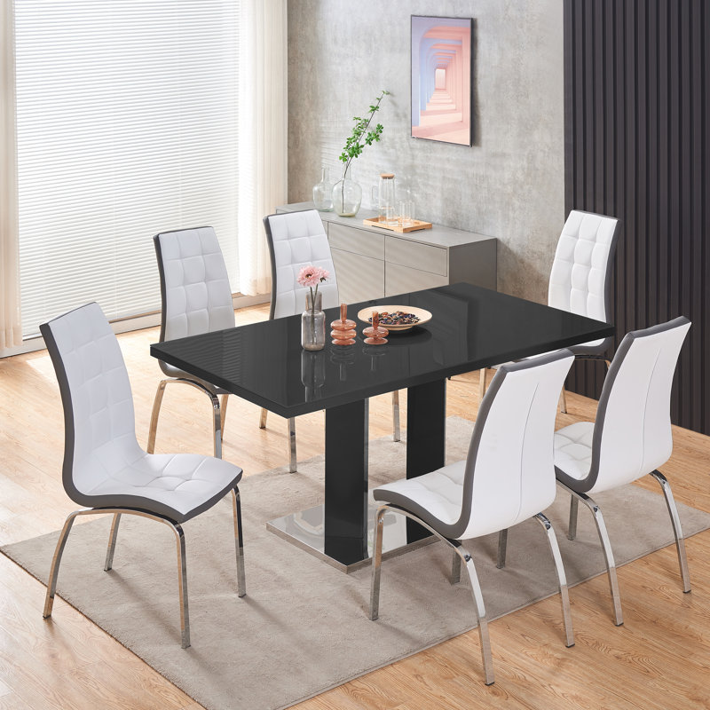 Calvion 6 - Person Dining Set, White/Silver