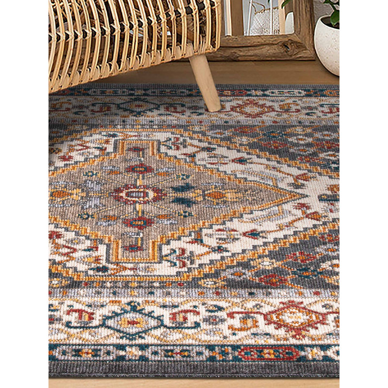 Michela Oriental Machine Made Indoor / Outdoor Area Rug, Rectangle 6'6" x 9'6"