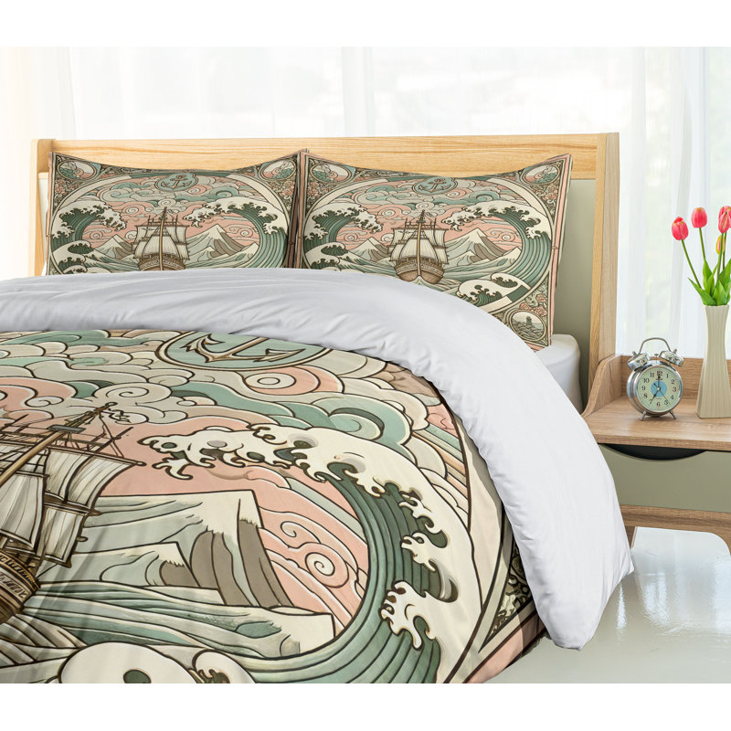 Nautical Duvet Cover, California King Duvet Cover + 2 Standard Shams