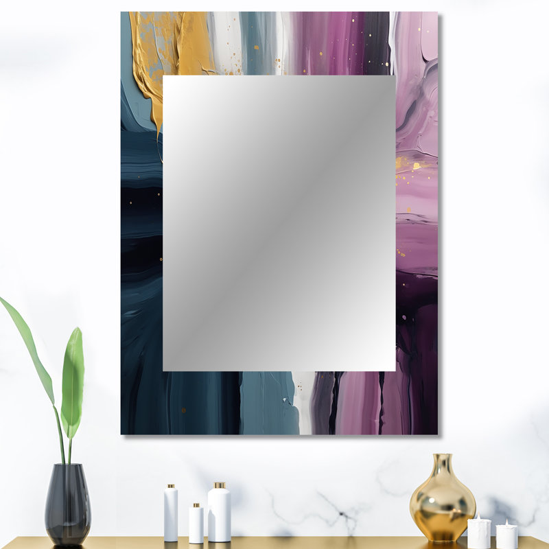 Purple And Blue Movements In Paint II - Abstract Painting Mirror, Modern Unique Wall Mirror, Printed Metal Art, 40" x 30"