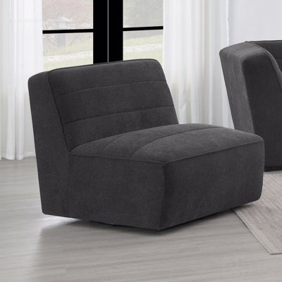 Fauteuil d'appoint rembourré en tissu anthracite foncé
