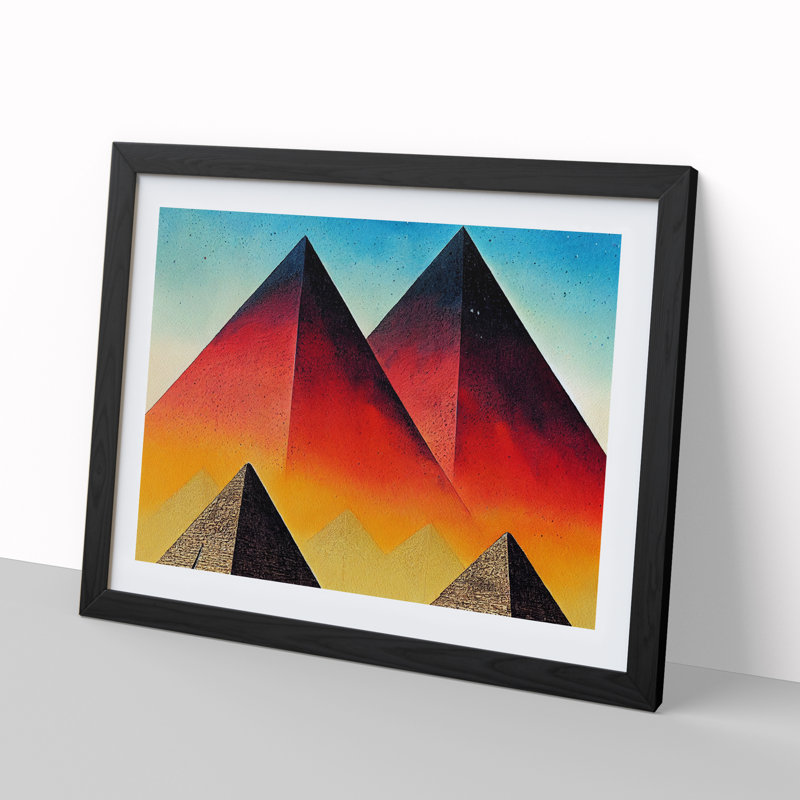 Contemporary Pyramids - Framed Print, Black, 46cm H x 64cm W x 2cm D