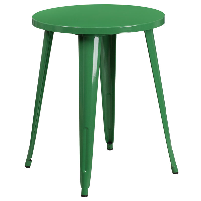 Pelzer 30'' Round Metal Indoor-Outdoor Table, 29" H x 24" W x 24" D, Green