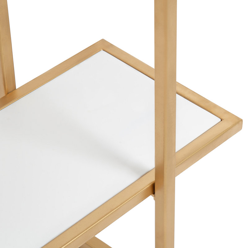 Tablette décorative en métal 2 pièces Hirsch, Blanc / Doré