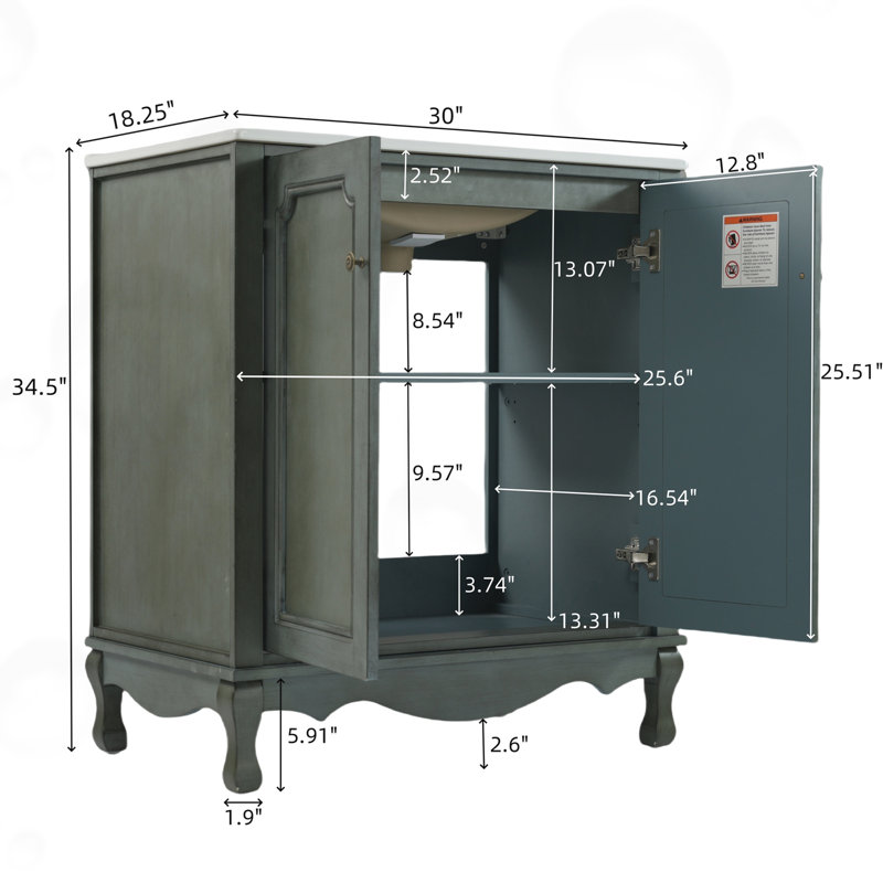 Meuble-lavabo de salle de bain avec tablettes réglables