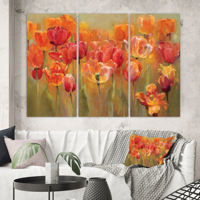 " Red Tulips " 3 - Pieces Painting Print