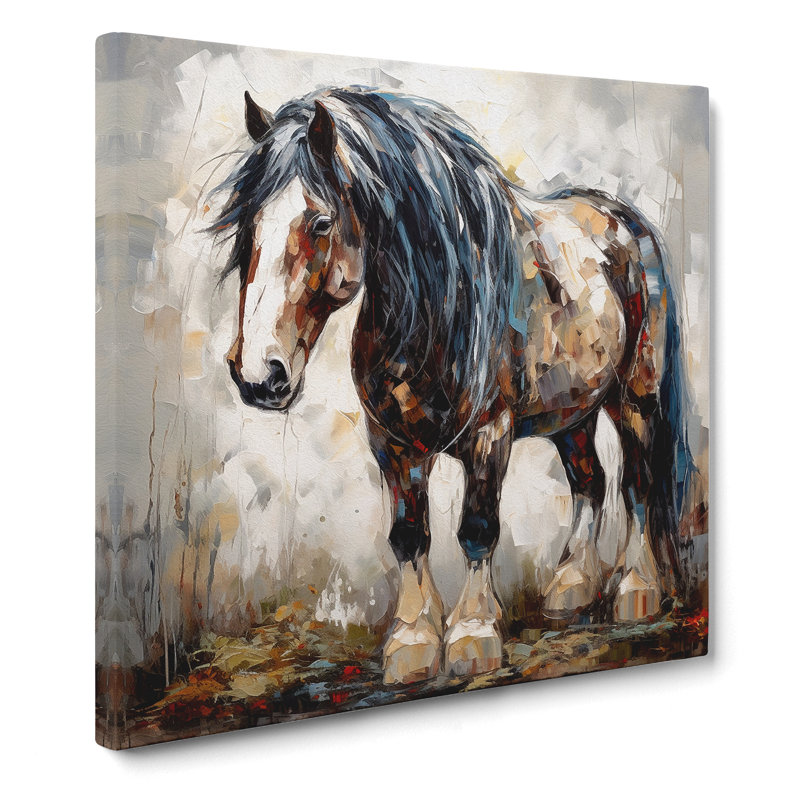Shire Horse Expressionism No.3 - Wrapped Canvas - Framed Print, 50cm H x 50cm W x 3cm D