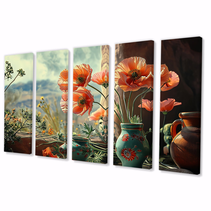 Demaio - Assortiment de bouquets de toiles murales assorties 5 pièces, H 32 po x l 80 po
