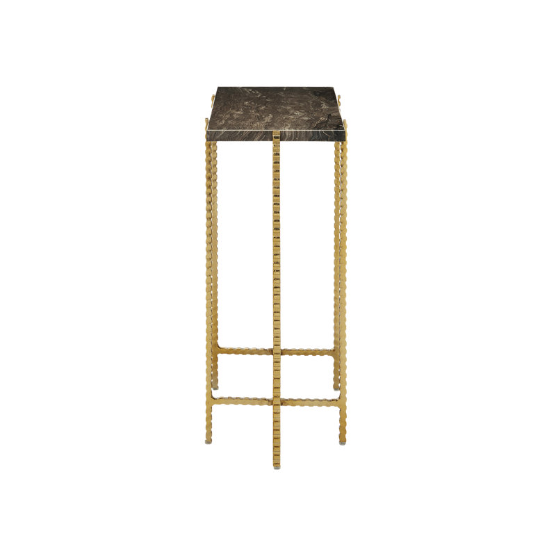 Flying Gold Marble End Table, 23.25" H x 22" W x 9.5" D
