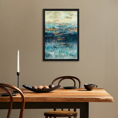 Teal & Gold Scape Premium Framed Poster by Julian Spencer