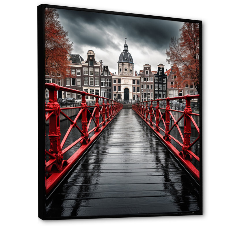 Amsterdam, paysage urbain magnifique I - impression, H 40 po x l 30 po x P 1,5 po, Cadre flottant noir