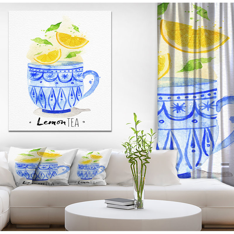 « tasse à thé citron the food », impression, H 40 po x l 30 po x P 1,5 po, Toile tendue