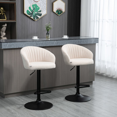 Tabouret de bar pivotant beige 2 pièces Contre-hauteur réglable, siège pivotant à 360 °, revêtement, base en acier, capacité de charge maximale de 220 lb, tissu tactile de 25,5 po à 31,75 po, poids
