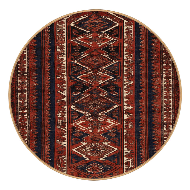 Tapis brun turc lavable à la machine, Rond 4 pi