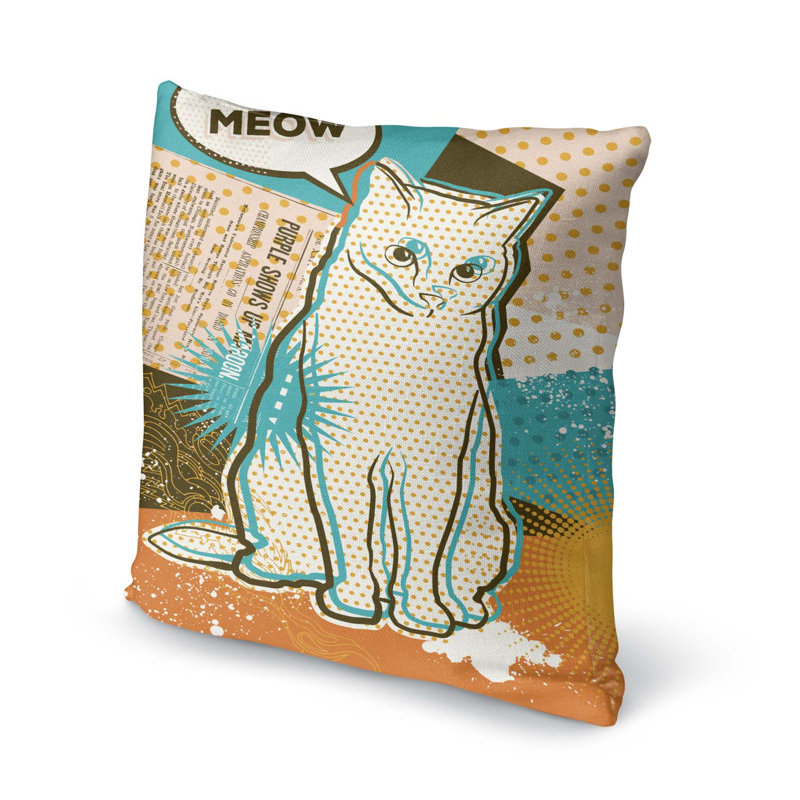  Housse et insert de coussin carré d'extérieur Pop Cat, 26 po x 26 po