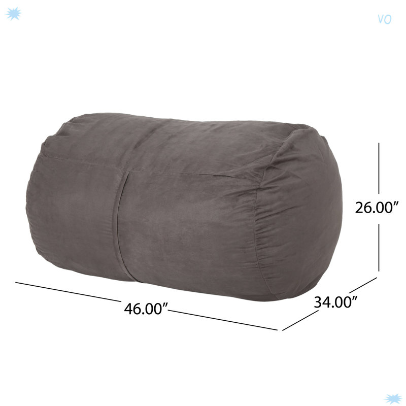 4 Foot Cylindrical Bean Bag, H 26,08 po x l 46,08 po x P 33,94 po, Polyester gris anthracite