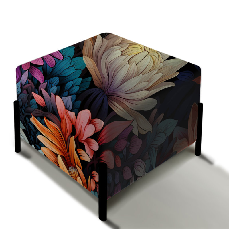 Neon Botany Botanical Pattern - Botanical Square Ottoman