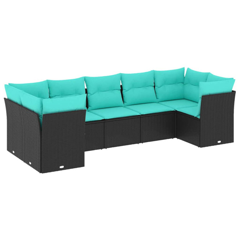 Ensemble de canapé de jardin extérieur, Bleu sarcelle, Noir