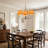 5-Light Gold Chandelier Orange Linen Drum Shade Farmhouse Dining Room Adjustable 85 Inch
