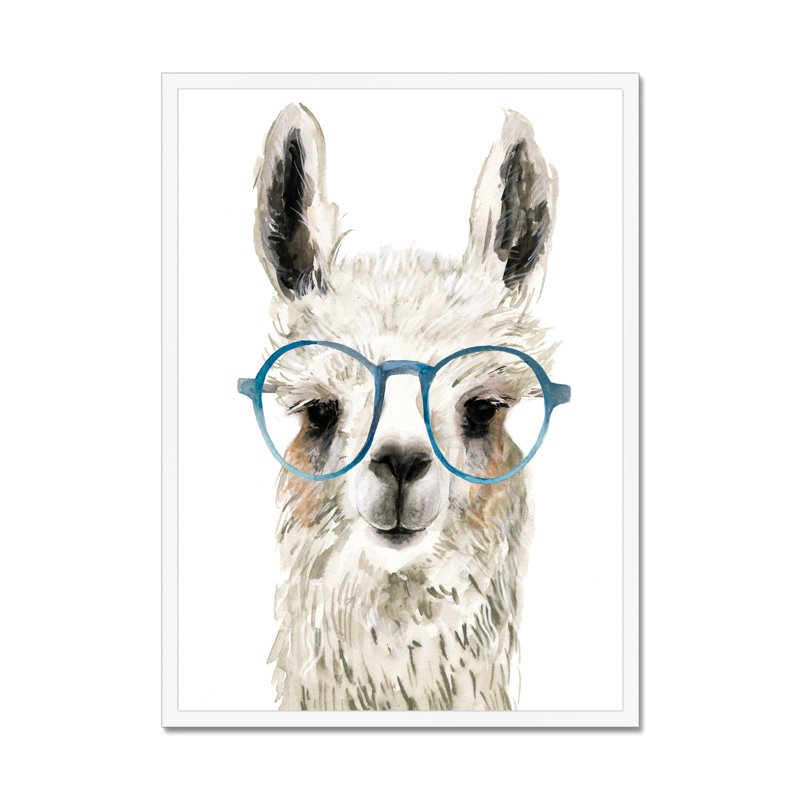 Hip Llama II by Victoria Borges - Painting, 50cm H x 34cm W, White Framed Paper Print