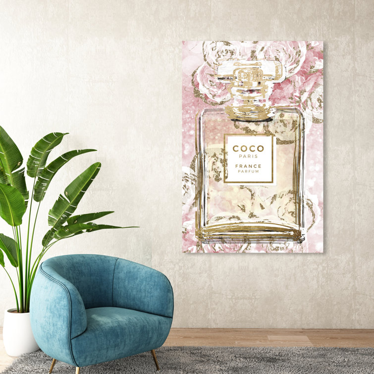Oliver Gal 'Floral French Perfume' Fashion and Glam Wall Art Canvas Print Perfumes - Gold, Pink - 30 x 45