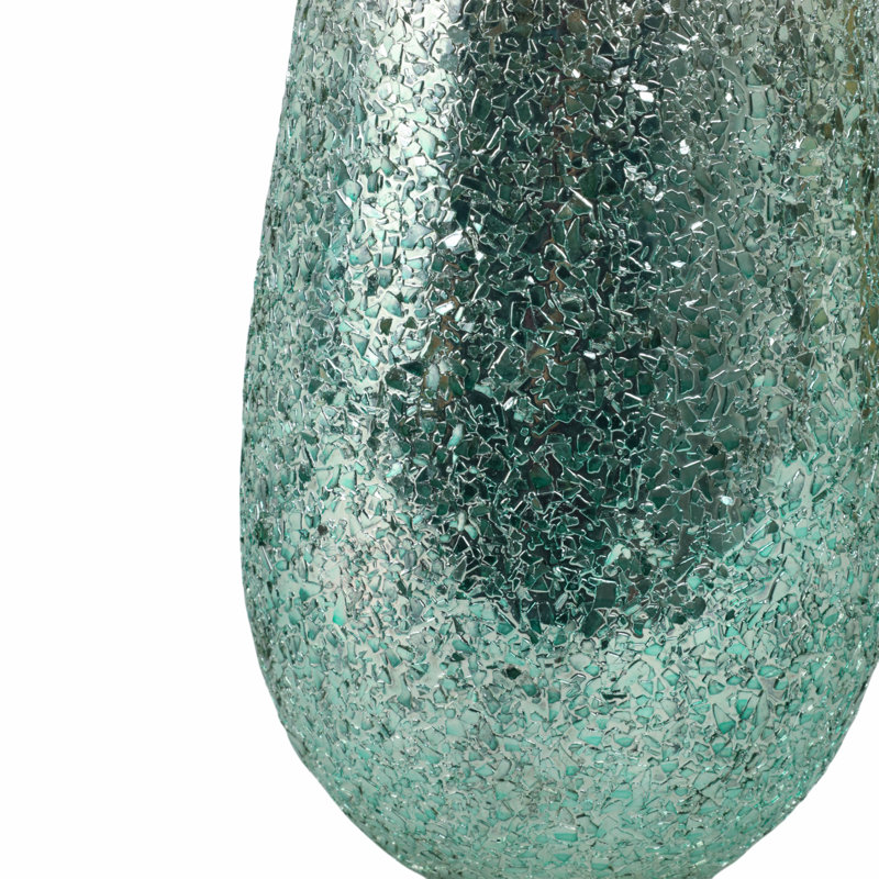 Vase en verre texturé craquelé, H 18 po x l 7 po x P 7 po, Ombré prune