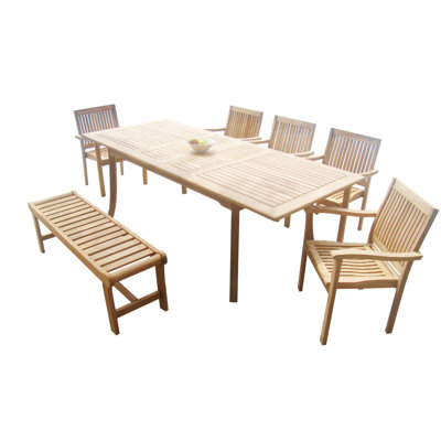 Ensemble repas 7 pièces teck Mashburn