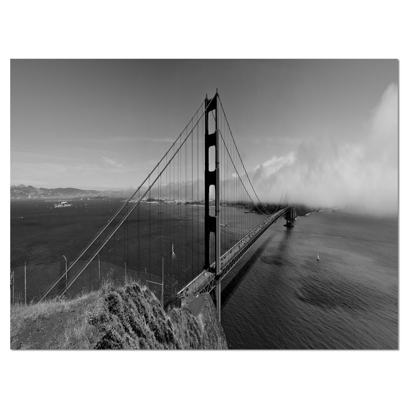 Golden Gate Bridge in Grey Panorama Sea Bridge, reproduction de photo sur toile tendue, H 30 po x l 40 po x P 1 po