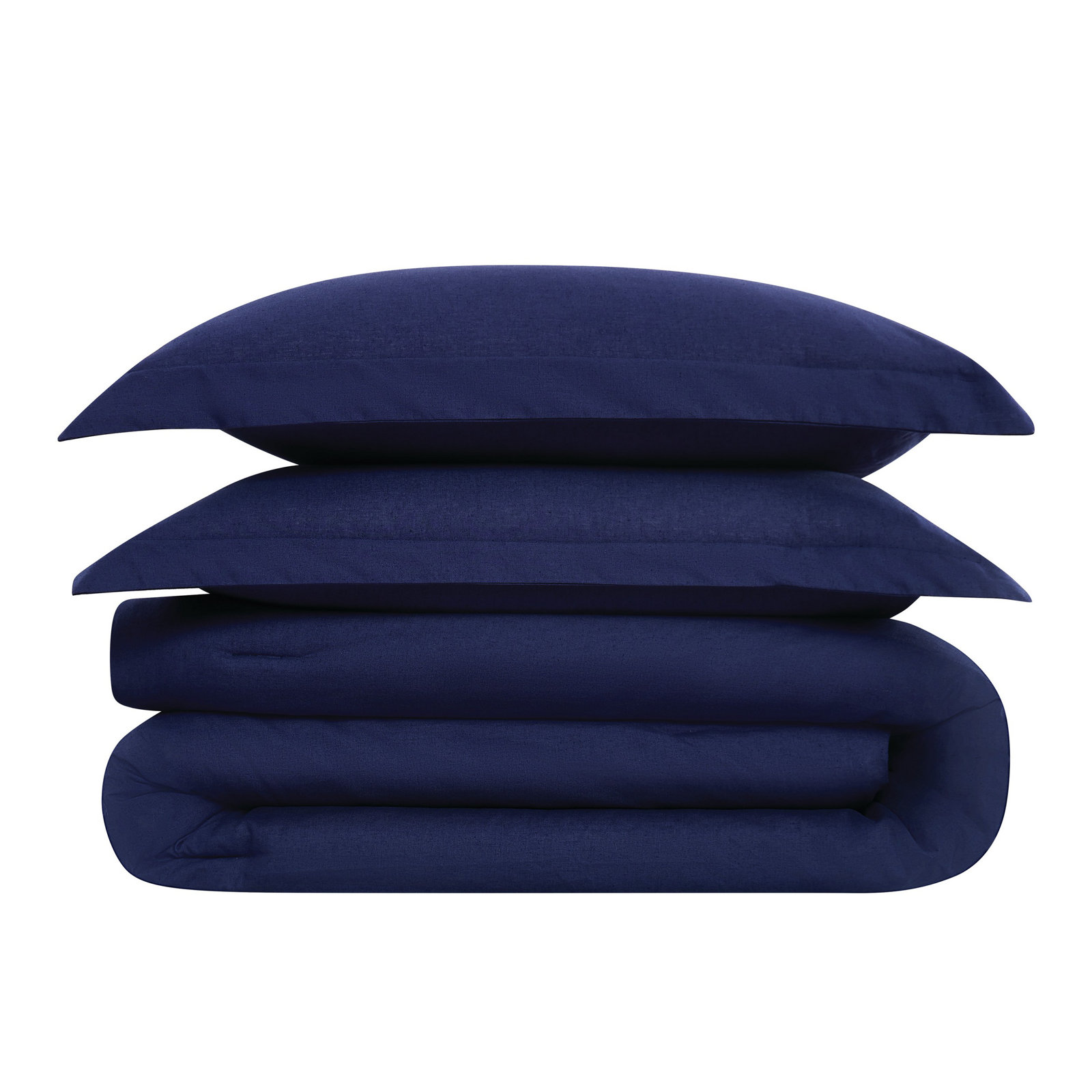 Nena Linen Comforter Set, Navy, Queen Comforter + 2 Standard Shams
